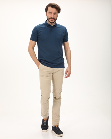 NAVY & GREEN-Ανδρική polo μπλούζα NAVY & GREEN μπλε