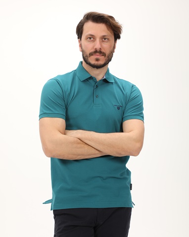NAVY & GREEN-Ανδρική polo μπλούζα NAVY & GREEN μπλε