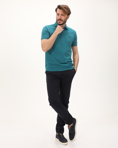 NAVY & GREEN-Ανδρική polo μπλούζα NAVY & GREEN μπλε