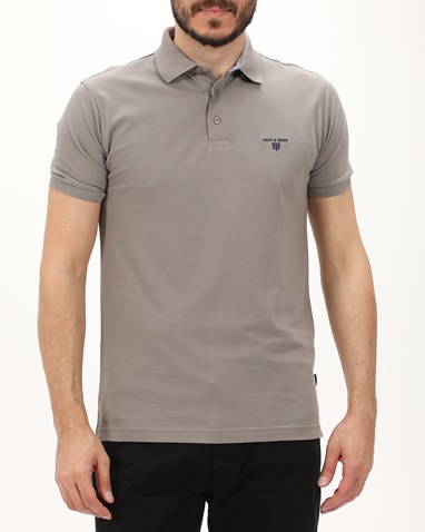NAVY & GREEN-Ανδρική polo μπλούζα NAVY & GREEN γκρι