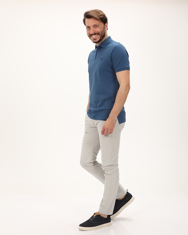 NAVY & GREEN-Ανδρική polo μπλούζα NAVY & GREEN μπλε