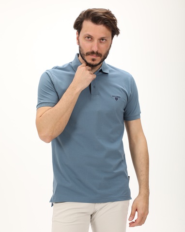 NAVY & GREEN-Ανδρική polo μπλούζα NAVY & GREEN γαλάζια