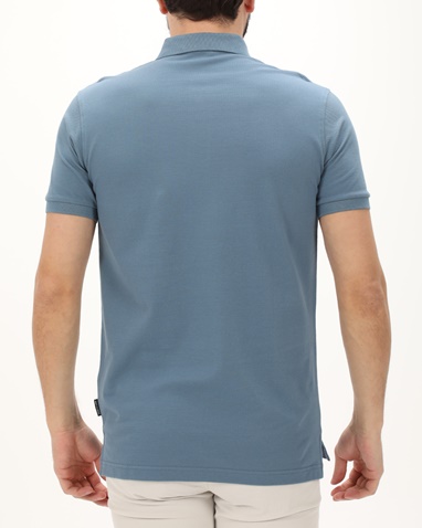 NAVY & GREEN-Ανδρική polo μπλούζα NAVY & GREEN γαλάζια