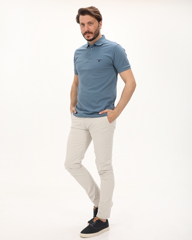 NAVY & GREEN-Ανδρική polo μπλούζα NAVY & GREEN γαλάζια
