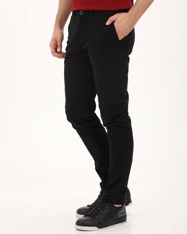 NAVY & GREEN-Ανδρικό chino παντελόνι NAVY & GREEN MODERN FIT μαύρο