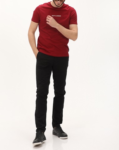 NAVY & GREEN-Ανδρικό chino παντελόνι NAVY & GREEN MODERN FIT μαύρο