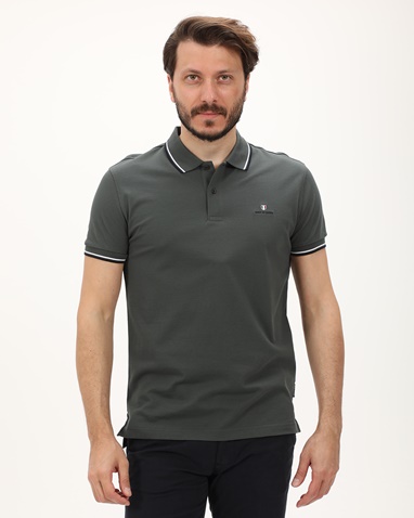 NAVY & GREEN-Ανδρική polo μπλούζα NAVY & GREEN γκρι