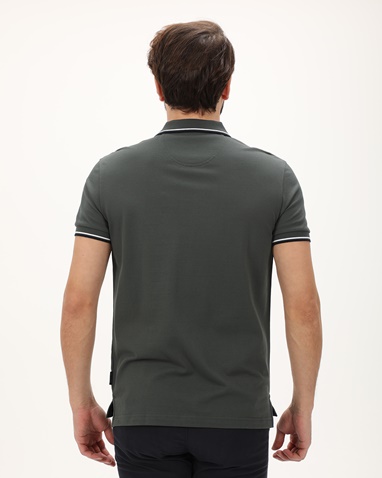 NAVY & GREEN-Ανδρική polo μπλούζα NAVY & GREEN γκρι