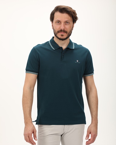NAVY & GREEN-Ανδρική polo μπλούζα NAVY & GREEN πετρόλ