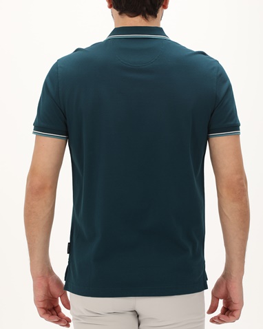 NAVY & GREEN-Ανδρική polo μπλούζα NAVY & GREEN πετρόλ