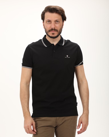 NAVY & GREEN-Ανδρική polo μπλούζα NAVY & GREEN μαύρη