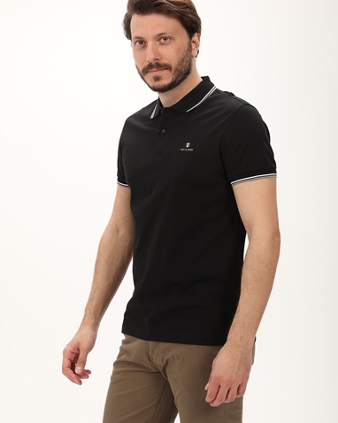 NAVY & GREEN-Ανδρική polo μπλούζα NAVY & GREEN μαύρη