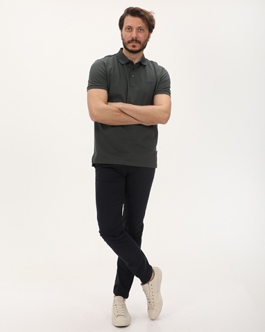 NAVY & GREEN-Ανδρικό chino παντελόνι NAVY & GREEN MODERN FIT μπλε
