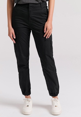 FUNKY BUDDHA-Γυναικείο cargo παντελόνι FUNKY BUDDHA FBL009-101-02 μαύρο