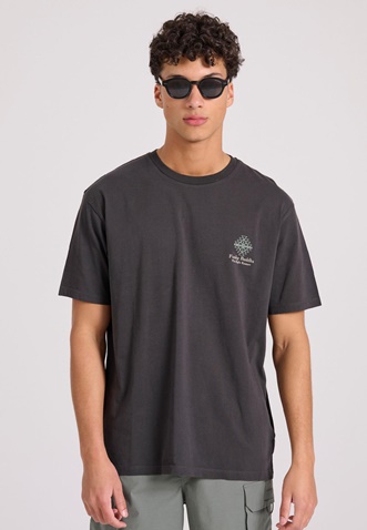FUNKY BUDDHA-Ανδρικό t-shirt FUNKY BUDDHA FBM009-069-04 ανθρακί