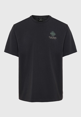 FUNKY BUDDHA-Ανδρικό t-shirt FUNKY BUDDHA FBM009-069-04 ανθρακί