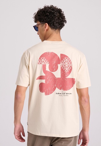 FUNKY BUDDHA-Ανδρικό t-shirt FUNKY BUDDHA FBM009-069-04 μπεζ