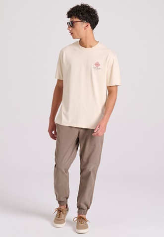 FUNKY BUDDHA-Ανδρικό t-shirt FUNKY BUDDHA FBM009-069-04 μπεζ
