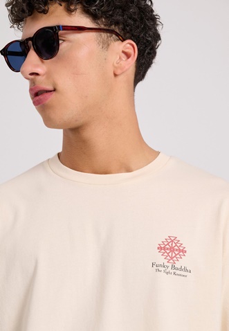 FUNKY BUDDHA-Ανδρικό t-shirt FUNKY BUDDHA FBM009-069-04 μπεζ