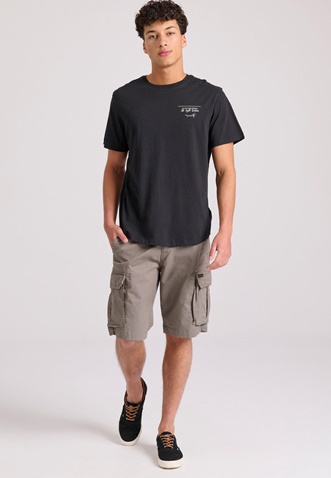 FUNKY BUDDHA-Ανδρική cargo βερμούδα FUNKY BUDDHA FBM009-033-03 γκρι