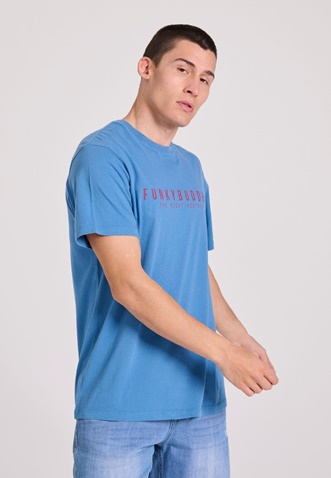 FUNKY BUDDHA-Aνδρικό T-shirt FUNKY BUDDHA FBM009-010-04 μπλε