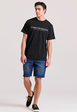 FUNKY BUDDHA-Aνδρικό T-shirt FUNKY BUDDHA FBM009-010-04 μαύρο