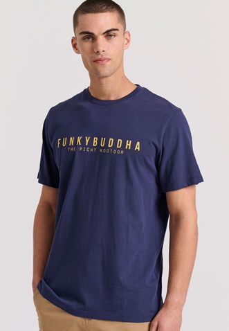 FUNKY BUDDHA-Ανδρικό t-shirt FUNKY BUDDHA FBM009-010-04 μπλε