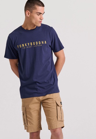 FUNKY BUDDHA-Ανδρικό t-shirt FUNKY BUDDHA FBM009-010-04 μπλε