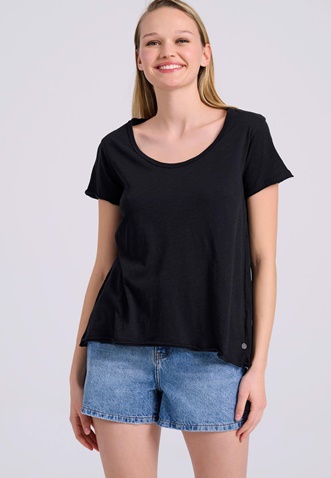 FUNKY BUDDHA-Γυναικείο t-shirt FUNKY BUDDHA FBL009-101-04 μαύρο