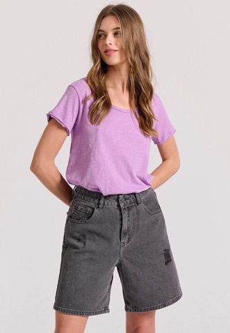 FUNKY BUDDHA-Γυναικείο t-shirt FUNKY BUDDHA FBL009-101-04 μοβ