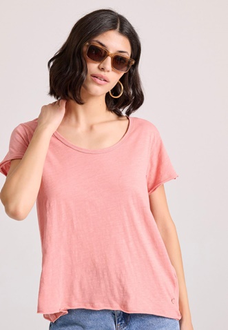 FUNKY BUDDHA-Γυναικείο t-shirt FUNKY BUDDHA FBL009-101-04 ροζ