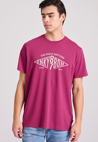 FUNKY BUDDHA-Ανδρικό t-shirt FUNKY BUDDHA FBM009-098-04 φούξια