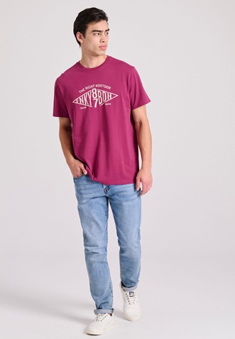 FUNKY BUDDHA-Ανδρικό t-shirt FUNKY BUDDHA FBM009-098-04 φούξια