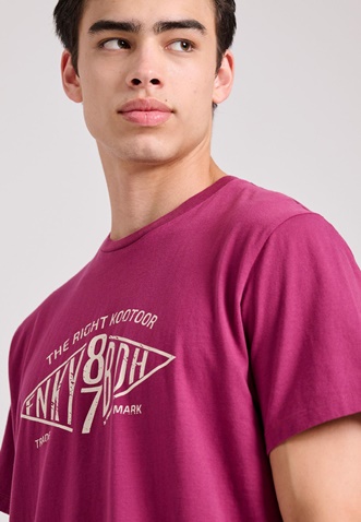 FUNKY BUDDHA-Ανδρικό t-shirt FUNKY BUDDHA FBM009-098-04 φούξια