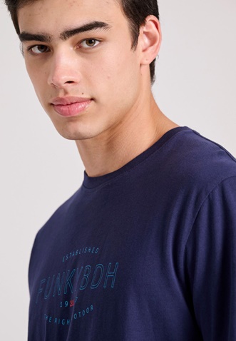 FUNKY BUDDHA-Ανδρικό t-shirt FUNKY BUDDHA FBM009-094-04 μπλε
