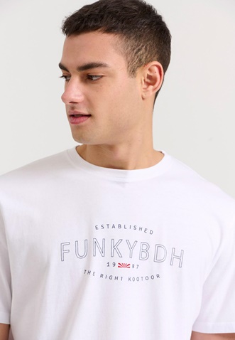 FUNKY BUDDHA-Ανδρικό t-shirt FUNKY BUDDHA FBM009-094-04 λευκό