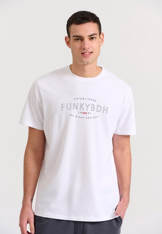 FUNKY BUDDHA-Ανδρικό t-shirt FUNKY BUDDHA FBM009-094-04 λευκό