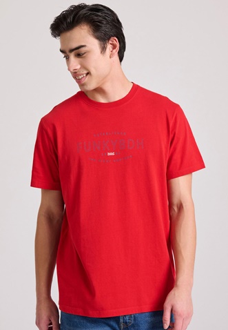 FUNKY BUDDHA-Ανδρικό t-shirt FUNKY BUDDHA  FBM009-094-04 κόκκινο 