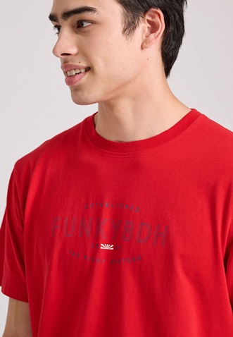 FUNKY BUDDHA-Ανδρικό t-shirt FUNKY BUDDHA  FBM009-094-04 κόκκινο 