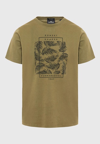 FUNKY BUDDHA-Ανδρικό t-shirt FUNKY BUDDHA FBM009-065-04 χακί