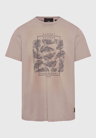 FUNKY BUDDHA-Ανδρικό t-shirt FUNKY BUDDHA FBM009-065-04 μπεζ