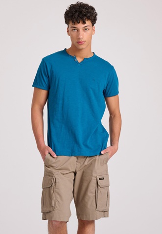 FUNKY BUDDHA-Ανδρικο t-shirt essentials FUNKY BUDDHA FBM009-004-04 μπλε 