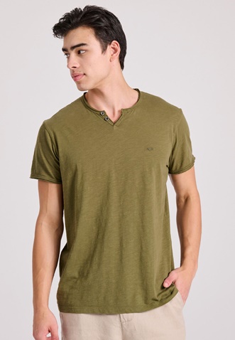 FUNKY BUDDHA-Ανδρικο t-shirt FUNKY BUDDHA FBM009-004-04 χακί