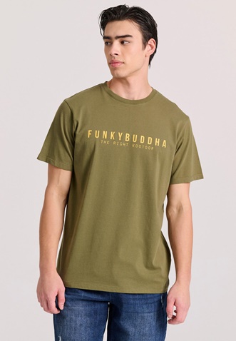 FUNKY BUDDHA-Ανδρικό t-shirt FUNKY BUDDHA FBM009-010-04 χακί