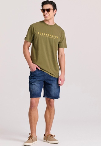 FUNKY BUDDHA-Ανδρικό t-shirt FUNKY BUDDHA FBM009-010-04 χακί