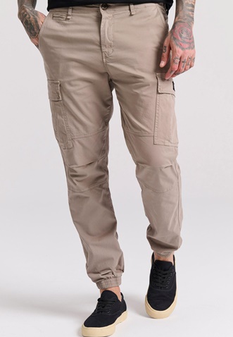FUNKY BUDDHA-Ανδρικό cargo παντελόνι FUNKY BUDDHA FBM009-030-02 μπεζ