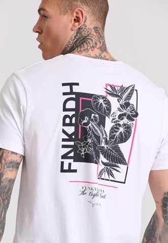 FUNKY BUDDHA-Ανδρικό t-shirt FUNKY BUDDHA FBM009-308-04 λευκό
