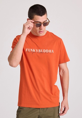 FUNKY BUDDHA-Ανδρικό t-shirt FUNKY BUDDHA FBM009-095-04 πορτοκαλί