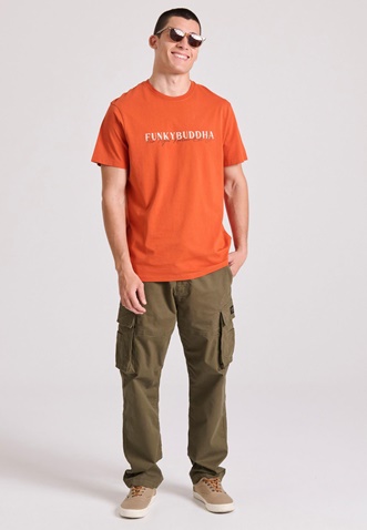 FUNKY BUDDHA-Ανδρικό t-shirt FUNKY BUDDHA FBM009-095-04 πορτοκαλί