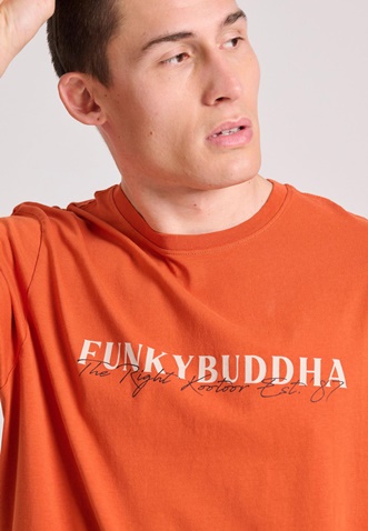 FUNKY BUDDHA-Ανδρικό t-shirt FUNKY BUDDHA FBM009-095-04 πορτοκαλί